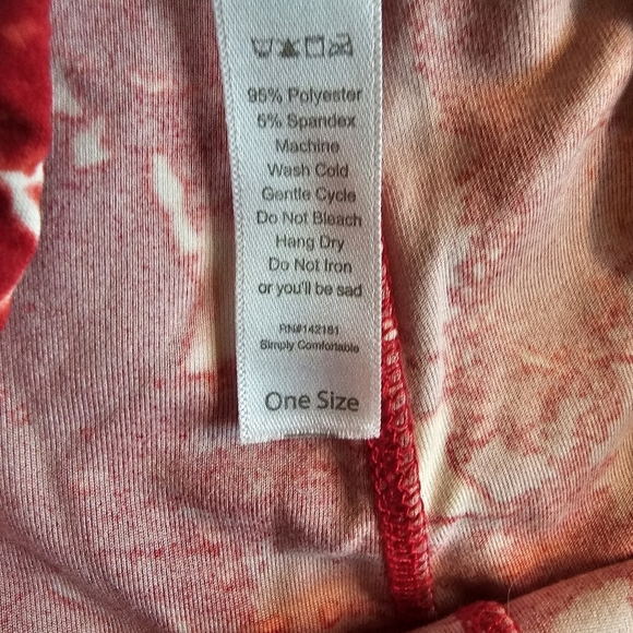 LuLaRoe Red White Star Print One Size OS Leggings Stretch - Picture 8 of 10